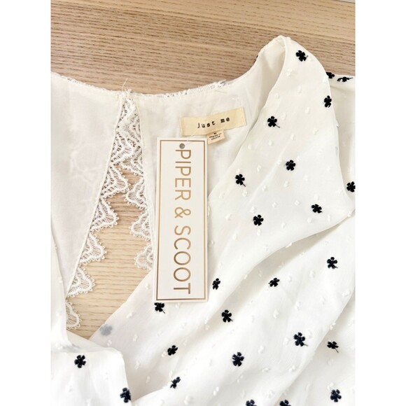 Just Me White and Black Tiered boho chic Ruffled maxi Sundress romantic size M - Picture 14 of 16